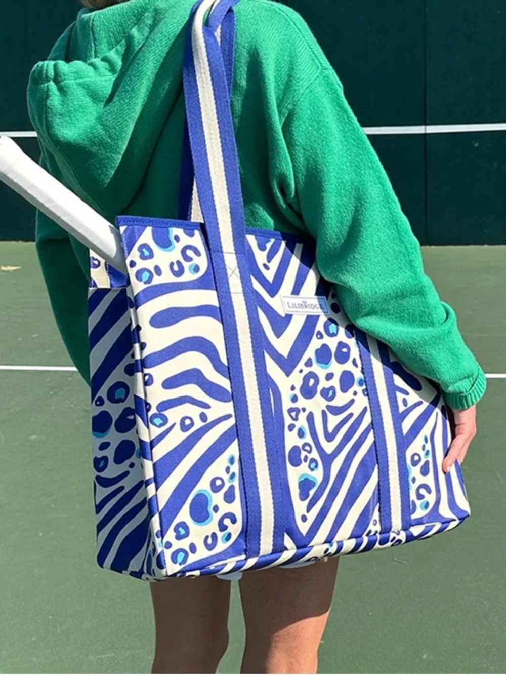LILIBRIDGE Tennis Bag - Zebra Cat Blue - NEW With Tags